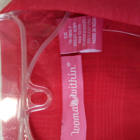 Woman Within Sheer Red Shirt - Picture 2 of 7